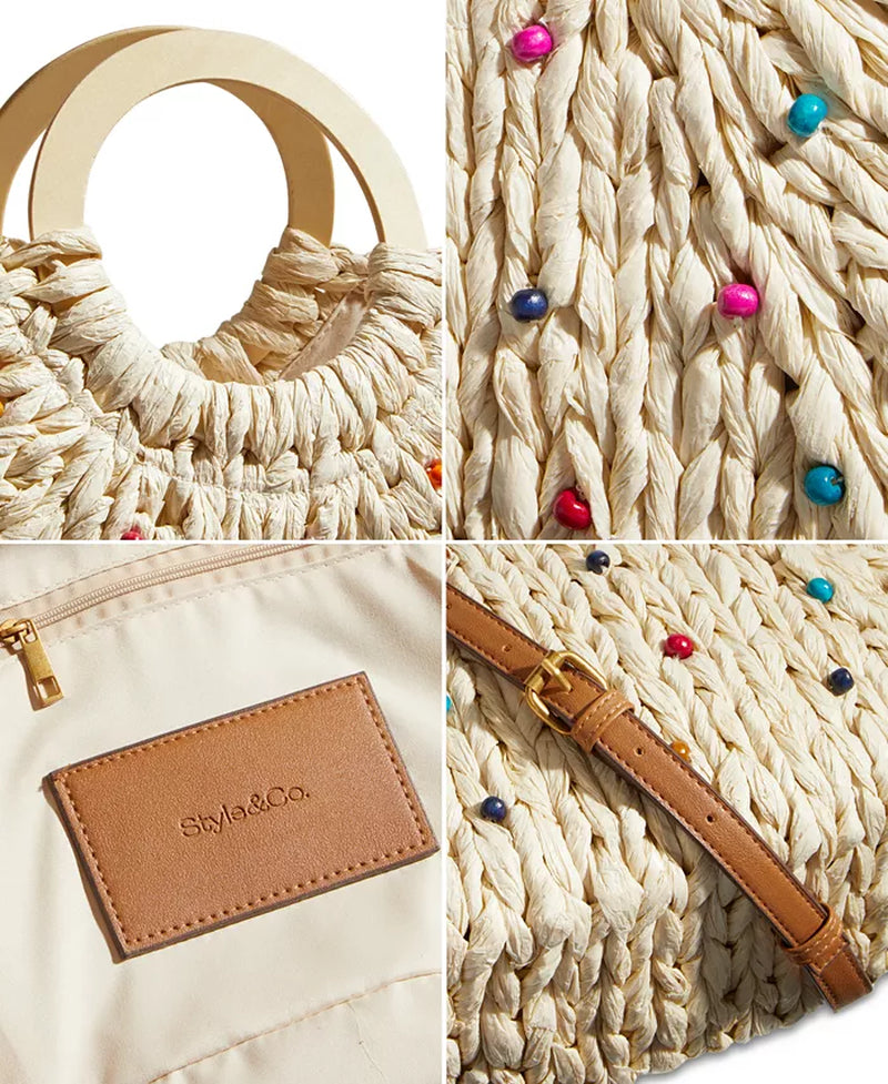 Straw Tote Crossbody, Created for Macy'S