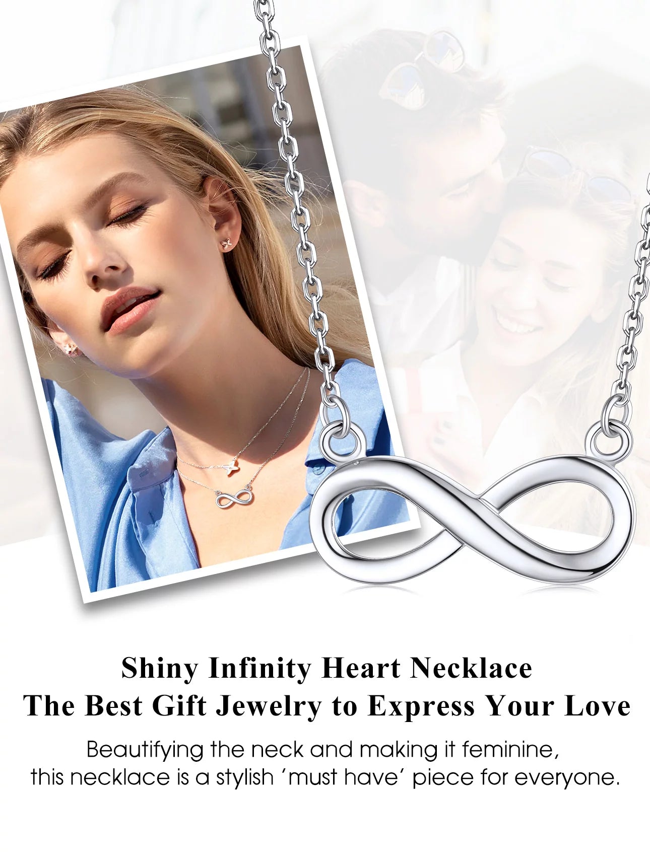 Gold Infinity Pendant Necklace Sterling Silver Chain Necklace for Women Girls Eternity Love Infinity Jewelry for Mom Wife Daughter